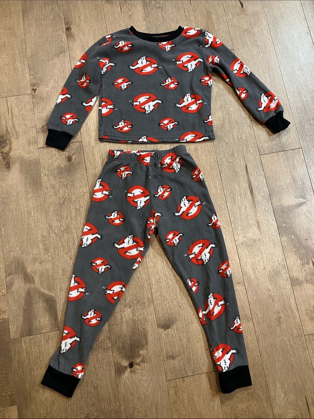 Kids Ghostbusters Fleece Pajama Set in Gray and Red